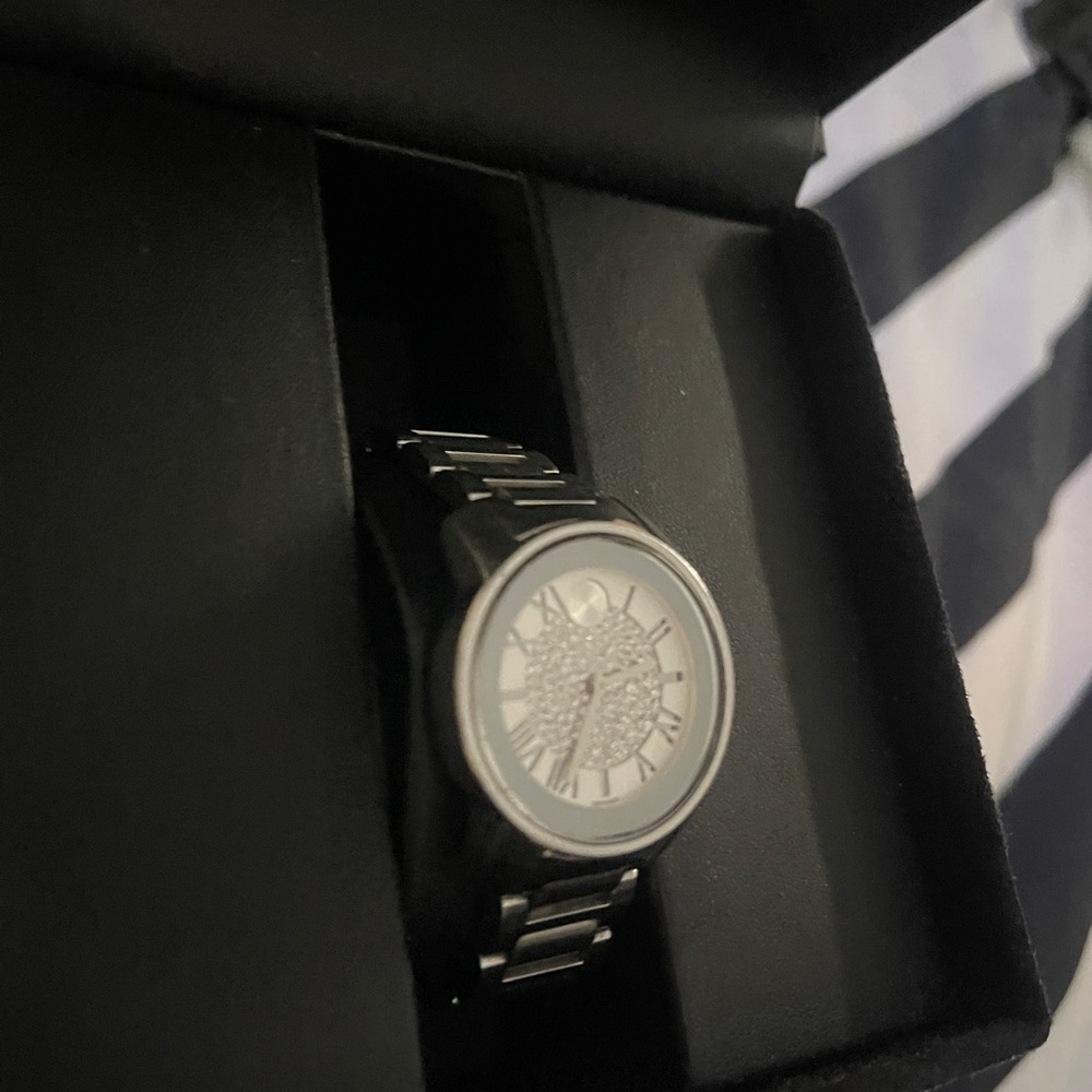 Movado Silver Black Modern Watch